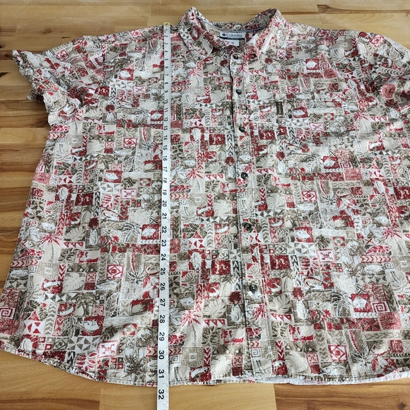 Columbia Shirt Mens Size 4X Short Sleeve Button Fish Palm Trees Red Hawaiian - Picture 5 of 16